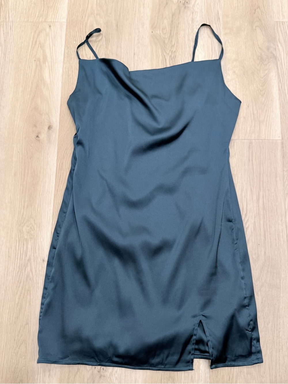 H&M Satin Slip Mini Dress in Navy Blue